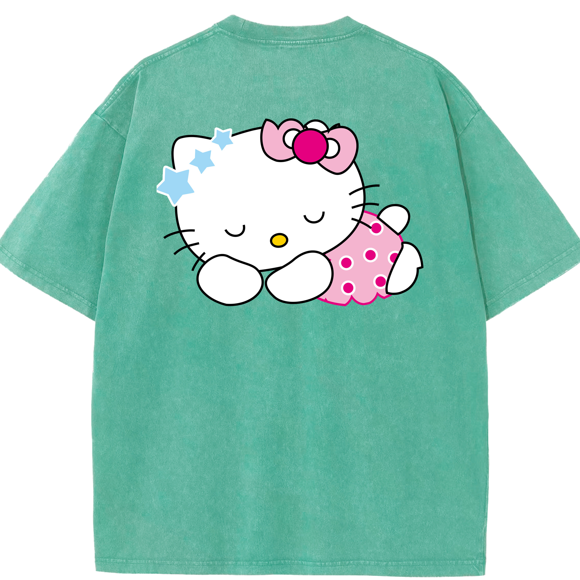 （画像用） Hello Kitty ハローキティ 綿100% ヴィンテージ風 半袖Tシャツ（背面プリント）